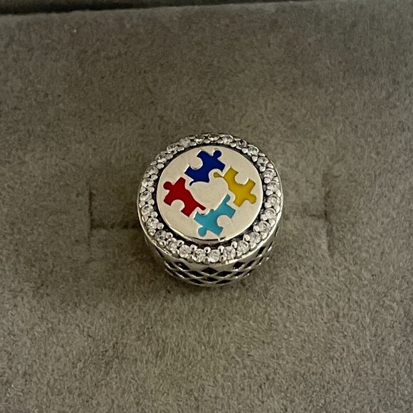 Pandora Autism Awareness Puzzle Dangle Pendant Charm S925 ALE - Picture 1 of 4